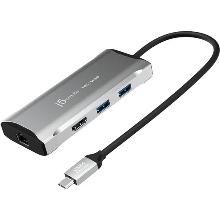 j5create 6-in-1 USB-C Travel Dock mit Ethernet und 100W PD, kompatibel mit USB4 und Thunderbolt 3/4