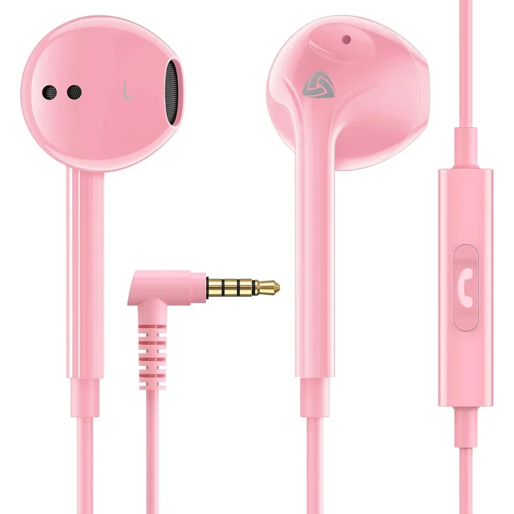 LUDOS Zenith In-Ear Kopfhörer mit Kabel und Mikrofon, klarer Stereosound, bassstark, kompatibel mit iPhone, iPad, Samsung und Laptop, schwarz