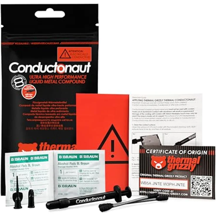 Thermal Grizzly Conductonaut Flüssigmetall-Wärmeleitpaste - 1 Gramm – Bild 9