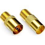 deleyCON SAT Adapter Set F-Stecker, Antennenadapter von F-Buchse auf 1x IEC Antennenstecker und 1x IEC Antennenbuchse, 24k vergoldete Kontakte