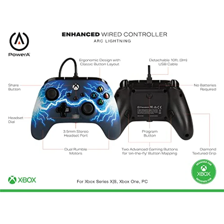PowerA Enhanced Wired Controller, Arc Lightning (Xbox Series) (PA1521745-01) – Bild 2