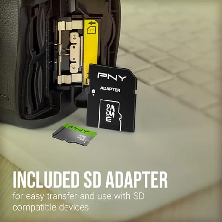 PNY Elite 64GB microSDXC-Speicherkarte + SD-Adapter, 100MB-s Lesegeschwindigkeit, Klasse 10 UHS-I, U1 für Full-HD-Video – Bild 6