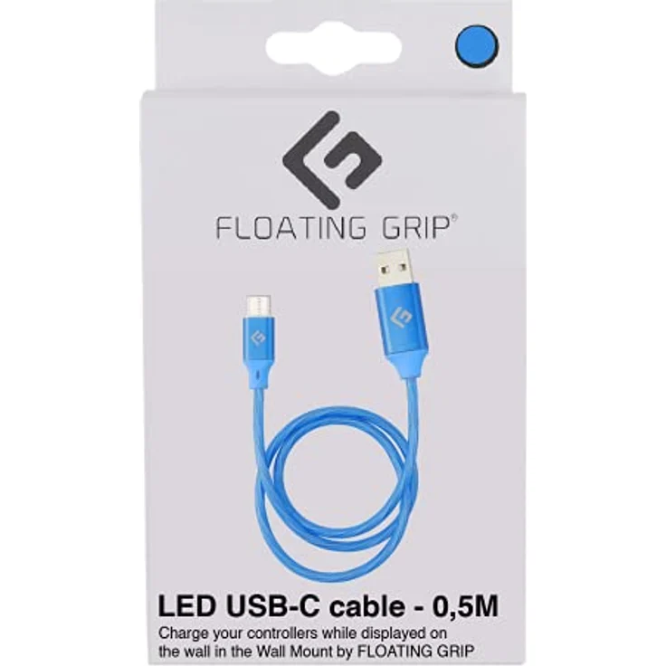 Floating Grip 0,5M LED USB-C Kabel (Blau), langlebige Verbindung mit Anschlussstatusanzeige und kompatibel mit USB-C und USB-A Geräten – Bild 5