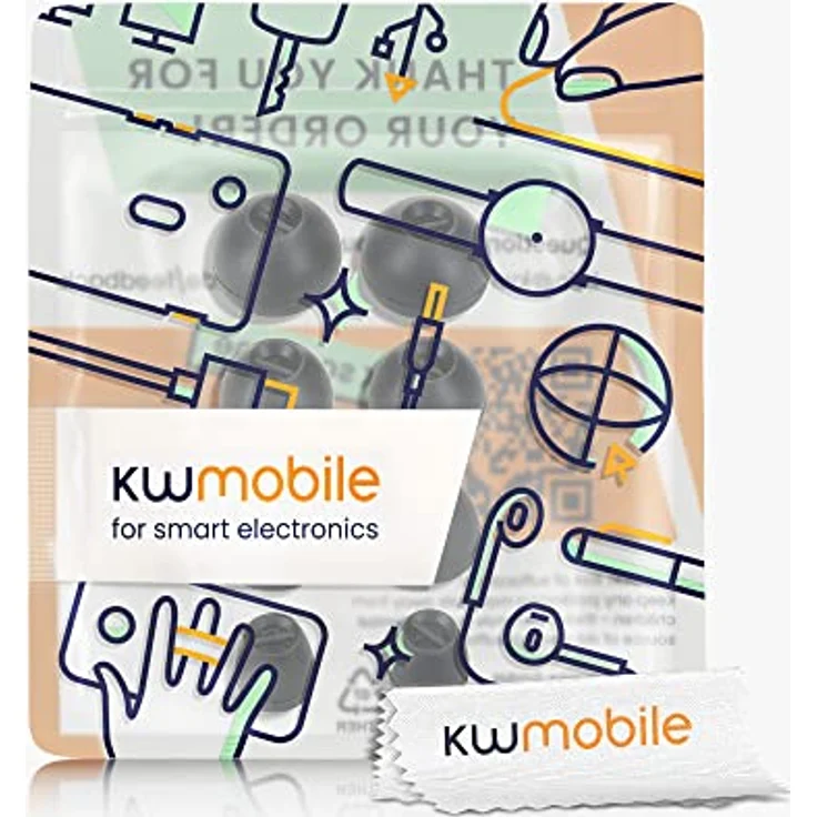 kwmobile 8X Ersatzpolster für Sennheiser CX 300S / CX 6.00BT / Momentum In-Ear - 4 Größen - Schwarz Silikon Ohrstöpsel - Flexibel & Elastisch – Bild 5