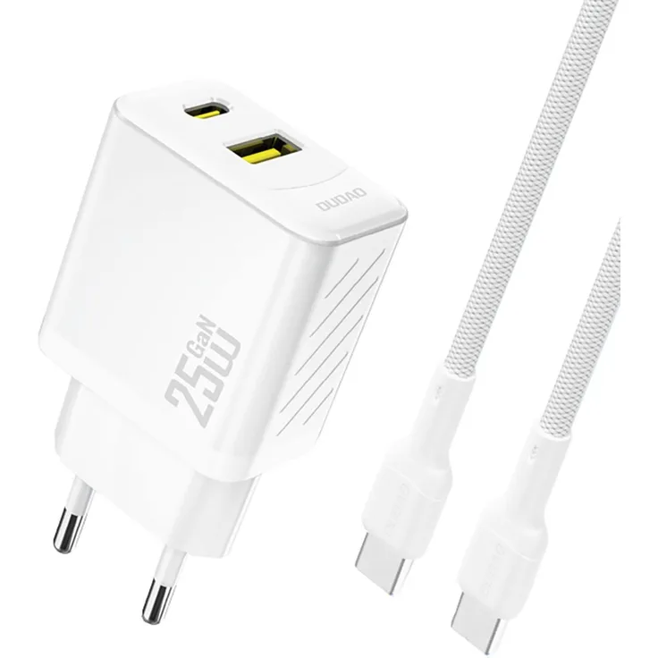 Dudao Dudao A26TCEU Adapter 25Watt, 1xUSB-C, 1xUSB-A, kompakter Ladeadapter mit USB-C-Kabel