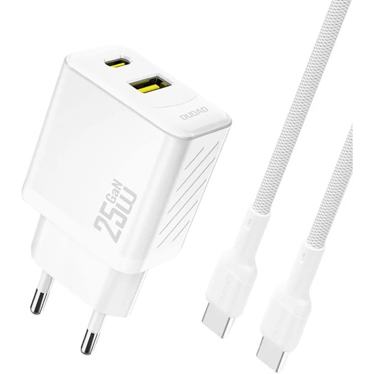 Dudao Dudao A26TCEU Adapter 25Watt, 1xUSB-C, 1xUSB-A, kompakter Ladeadapter mit USB-C-Kabel