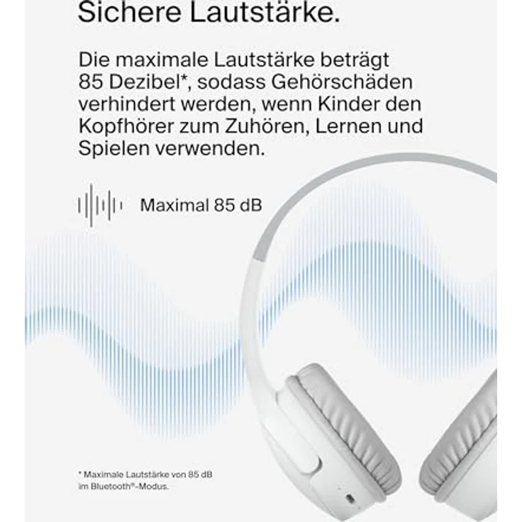 Belkin SoundForm Mini Bluetooth-Kinderkopfhörer mit Mikrofon, lustigen Aufklebern & 30 Std. Wiedergabe - Over-Ear-Headset für iPhone, iPad, Galaxy - Weiß – Bild 2