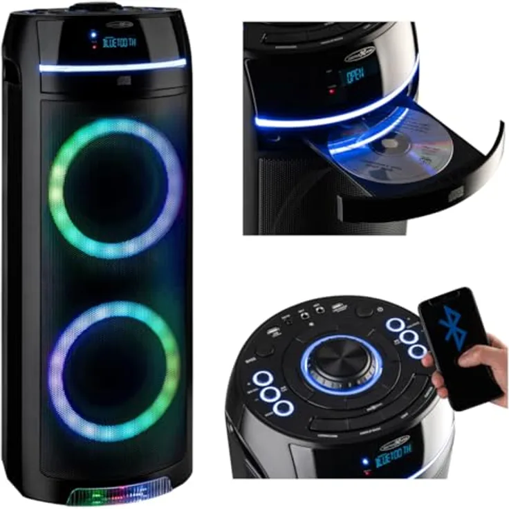 Reflexion Bluetooth-Lautsprecher mit CD (10 h, Netzbetrieb), Schwarz
