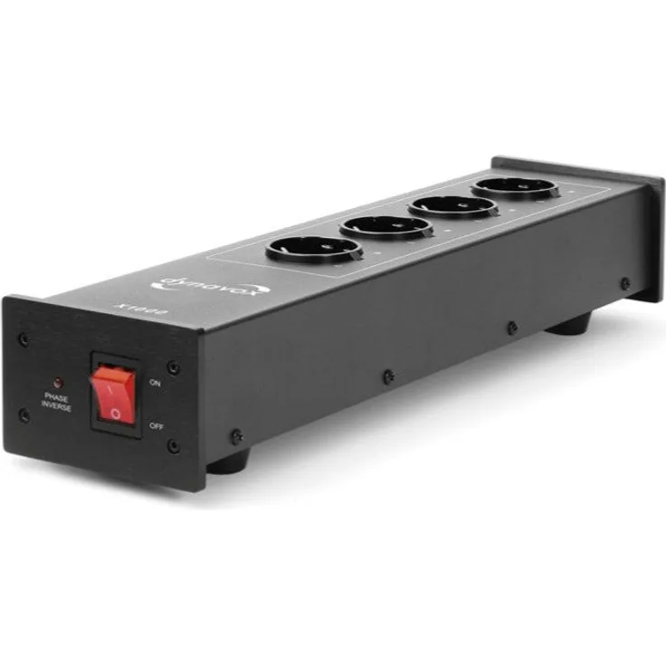 Dynavox HiFi-Steckdosenleiste X1000 - Netzfilter für ungetrübten Hörgenuss Mehrfachsteckdose 4-fach, Phasen-LED, 4x gefiltert inkl. Kaltgerätenetzkabel