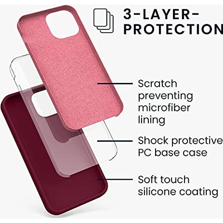 kwmobile Handyhülle für iPhone 13 mini, Silikon Case in Rhabarber Rot - Flexibel, rutschfest, kabelloses Laden – Bild 2