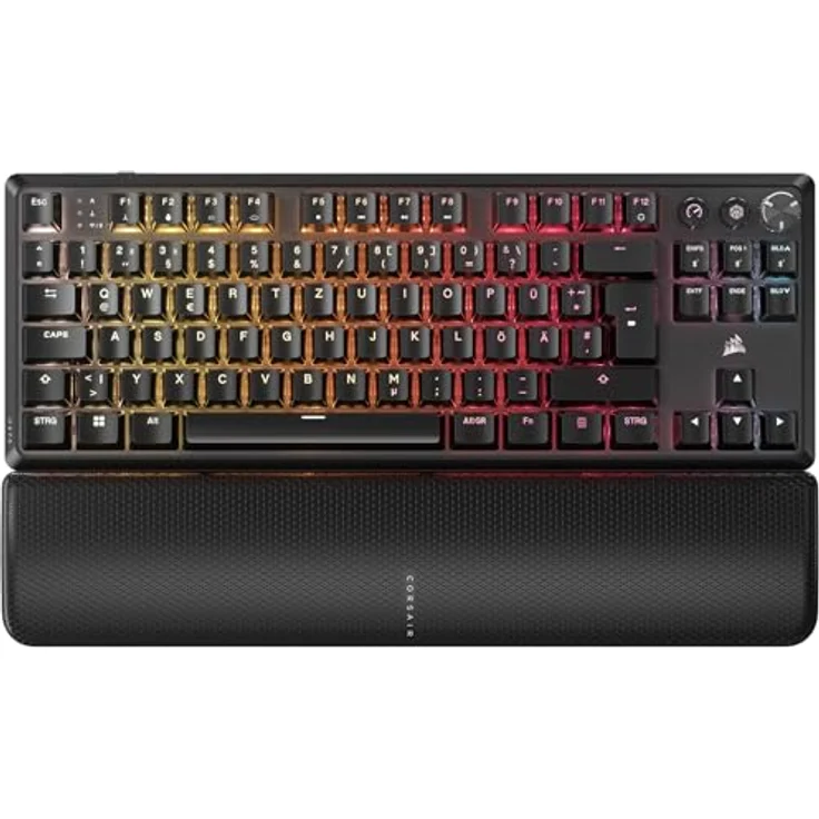 Corsair K70 CORE TKL Wireless RGB Mechanische Tenkeyless-Gaming-Tastatur – Vorgeschmierte MLX Red v2 Linear Switches – Zweischichtige Schalldämpfung – ABS Keycaps – QWERTZ DE – Schwarz – Bild 1