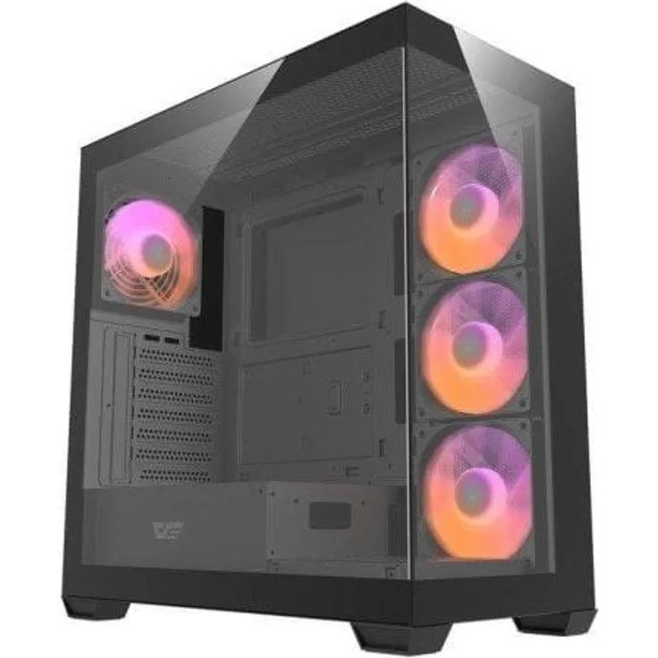 darkFlash DC-DS900-B-ES1, Full Tower PC Gehäuse in Schwarz, ATX/micro ATX/Mini-ITX, 270° Panorama-Design, 4x 120 mm Lüfter