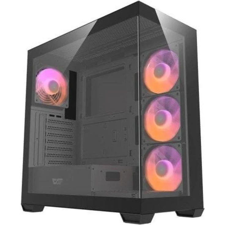 darkFlash DC-DS900-B-ES1, Full Tower PC Gehäuse in Schwarz, ATX/micro ATX/Mini-ITX, 270° Panorama-Design, 4x 120 mm Lüfter