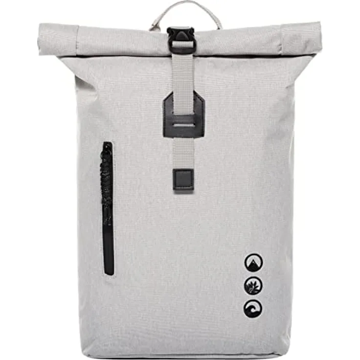 Roll-Top Rucksack Flach & Klein Daypack Alani - Leichter City-Rucksack - PET recycelt, wasserabweisend - mit herausnehmbarer Laptop-Hülle 14" Fahrrad-Rucksack Off-White