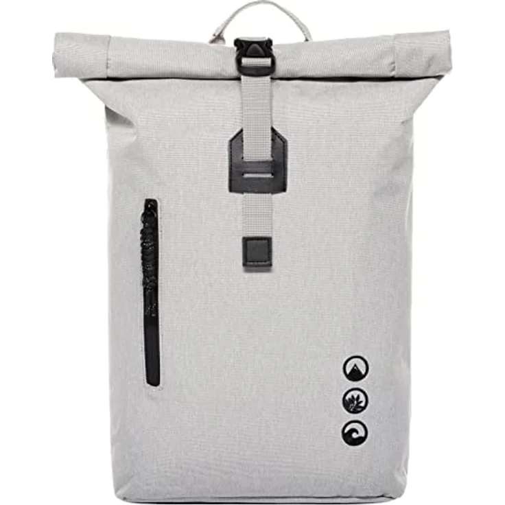 Roll-Top Rucksack Flach & Klein Daypack Alani - Leichter City-Rucksack - PET recycelt, wasserabweisend - mit herausnehmbarer Laptop-Hülle 14" Fahrrad-Rucksack Off-White – Bild 1