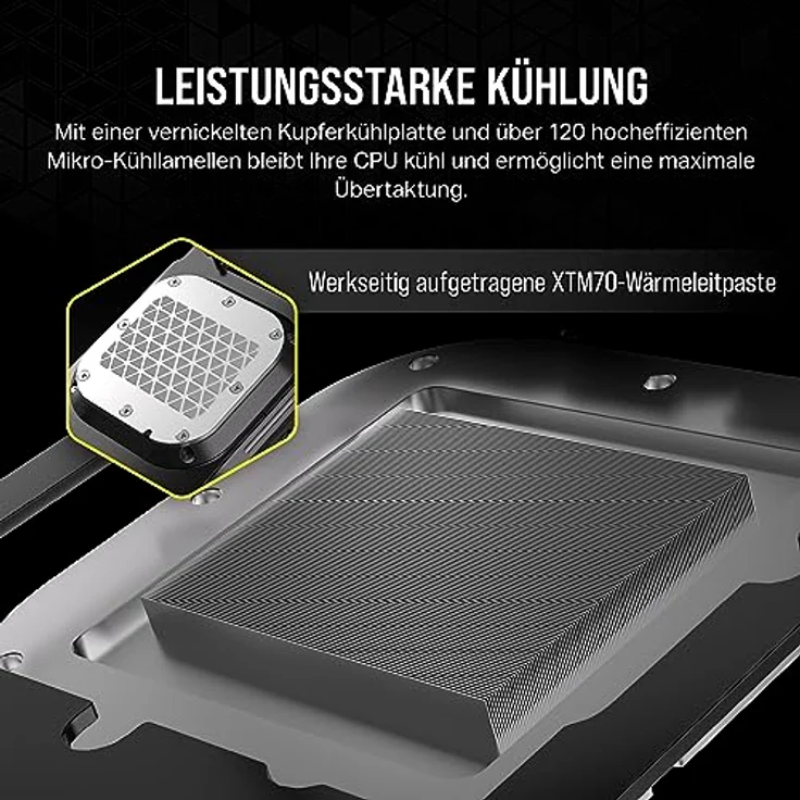 CORSAIR XC7 RGB Elite LCD CPU-Wasserkühler - 480 × 480 IPS-LCD-Bildschirm - 31 RGB-LEDs - USB-C - Kompatibel mit Intel LGA 1700, AMD AM5 und älter - Stealth-Grau – Bild 4