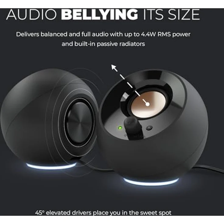 Creative Pebble SE RGB, 2.0 Stereo PC Lautsprecher mit integriertem Verstärker, Schwarz – Bild 7