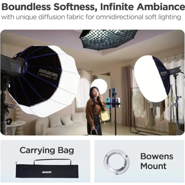 Amaran Lantern 90, kugelförmige Softbox mit 90 cm Größe, universeller Bowens-Mount, Schnellmontage-Technik für einfachen Aufbau – Bild 7