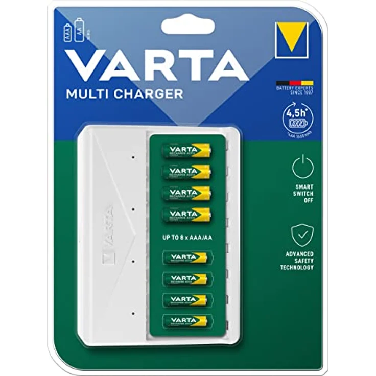 VARTA Akku Ladegerät, Batterieladegerät für wiederaufladbare AA/AAA, bis zu 8 Akku, Multi Charger, inkl. USB-Typ C Ladekabel, unbestückt – Bild 2