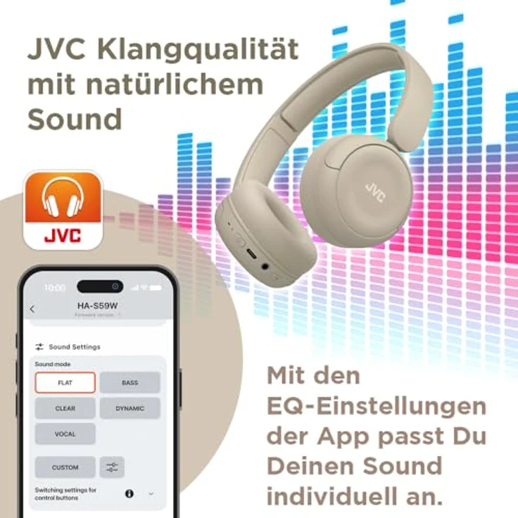 JVC HA-S59W, True Wireless Kopfhörer mit Bluetooth 5.4, 50 Stunden Akkulaufzeit, beige – Bild 6