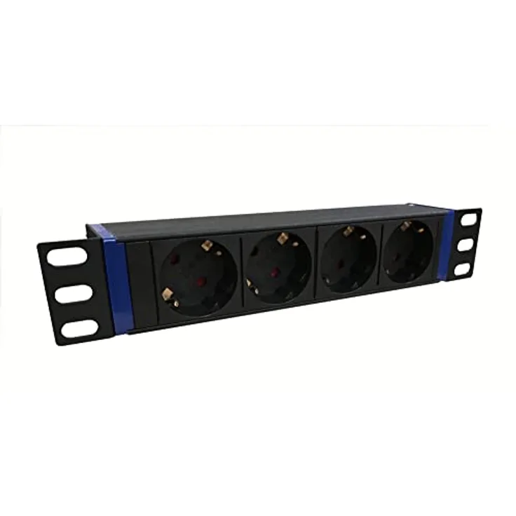 DSIT 10 Zoll Steckdosenleiste, Aluminium-Profil, 16A Schuko-Dosen, inkl. Befestigungsmaterial