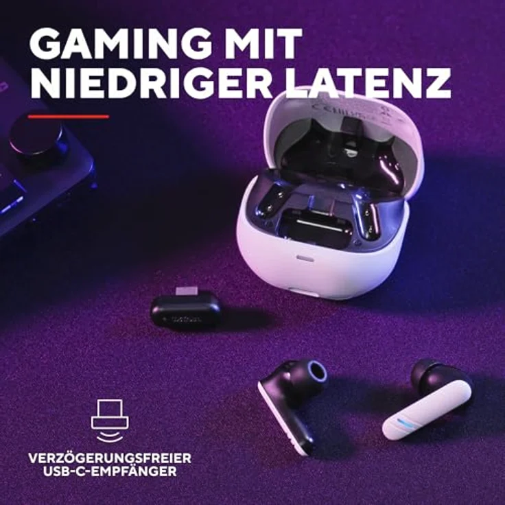 Trust GXT 409 Oxxie, True Wireless Stereo (TWS) Gaming Kopfhörer mit 100 - 10000 Hz Frequenzbereich, weiß – Bild 4