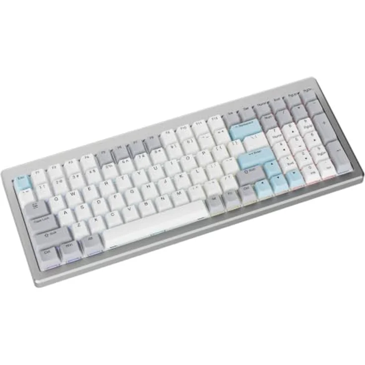 Ducky Cushion 98 Gaming-Tastatur, 96%, US-Layout (ANSI), leise Shush Green Switches, RGB, Silber – Bild 2