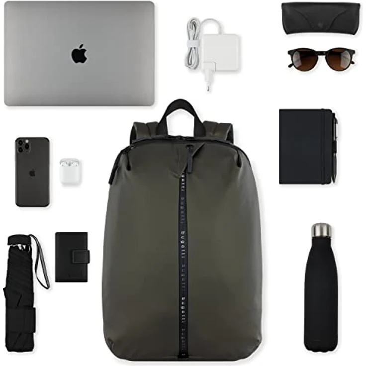 bugatti blanc Rucksack, Freizeit-, Daypack- und Arbeitsrucksack bis 15", mit gepolstertem Laptopfach, 32x15,5x45 cm, olive – Bild 5