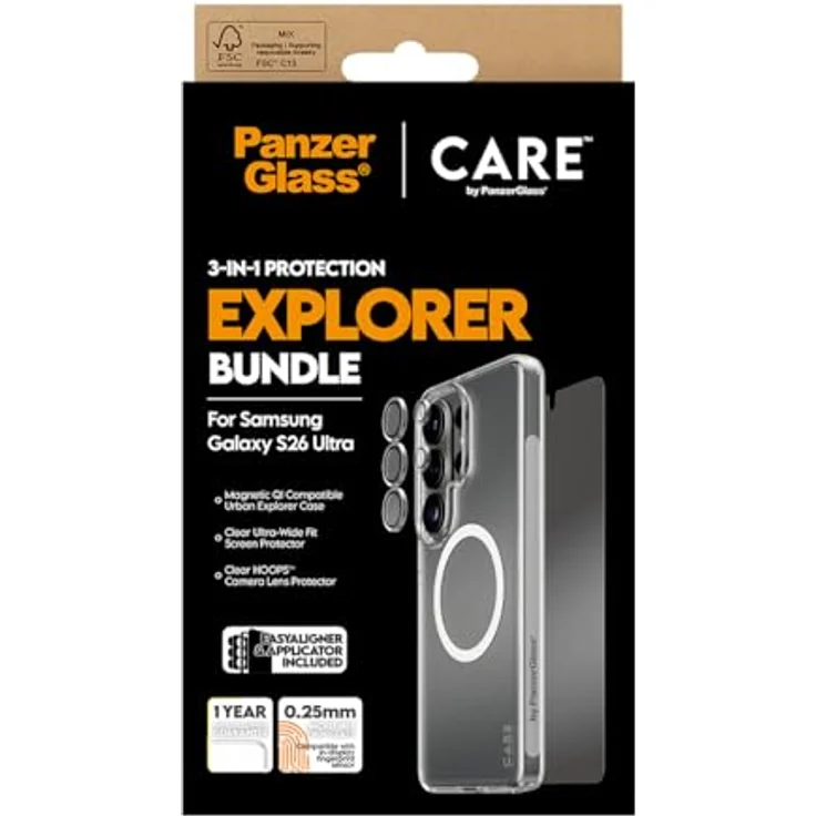 PanzerGlass Displayschutzglas für Samsung Galaxy S26 Ultra, Rand-zu-Rand Abdeckung, recyceltes Glas, inklusive Kameraobjektiv-Schutz und transparentem Case – Bild 3