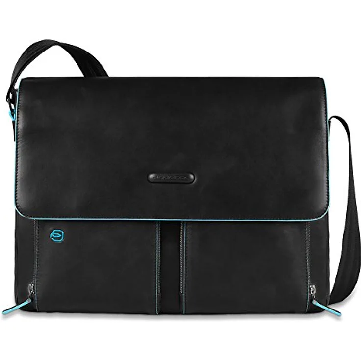 Piquadro Blue Square Messenger, Leder Laptop-Tasche mit 37 cm Fach, schwarz