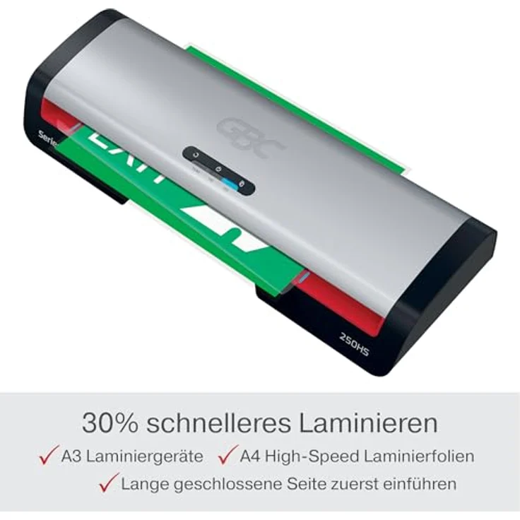 GBC Laminiergerät 250HS, Hochgeschwindigkeits-Laminierer für A3-Dokumente, 500 mm/min, 75-125 µm, EU Version – Bild 6