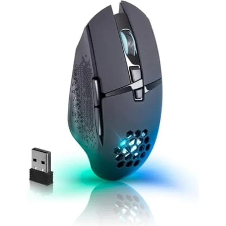Defender Glory GM-514, Kabellose Gaming Maus mit ergonomischem Design, 3200 DPI, 5 programmierbare Tasten, RGB-Beleuchtung, lange Akkulaufzeit für PC und Mac – Bild 1