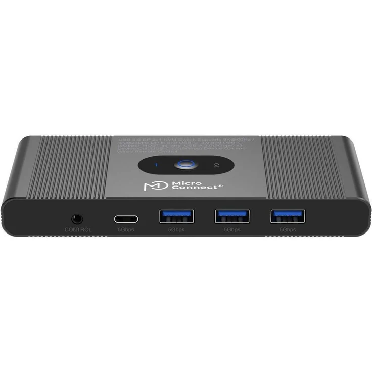 MicroConnect KVM Switch, Displayport & USB 2 für 2 Desktop-Computer, 8K Unterstützung, ein-Klick-Umschalter