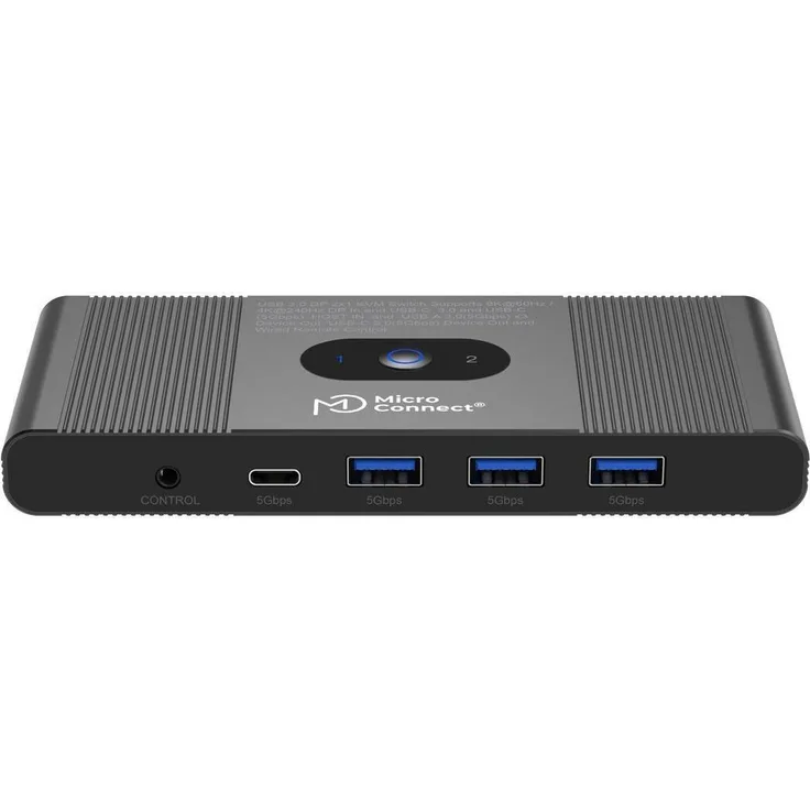 MicroConnect KVM Switch, Displayport & USB 2 für 2 Desktop-Computer, 8K Unterstützung, ein-Klick-Umschalter