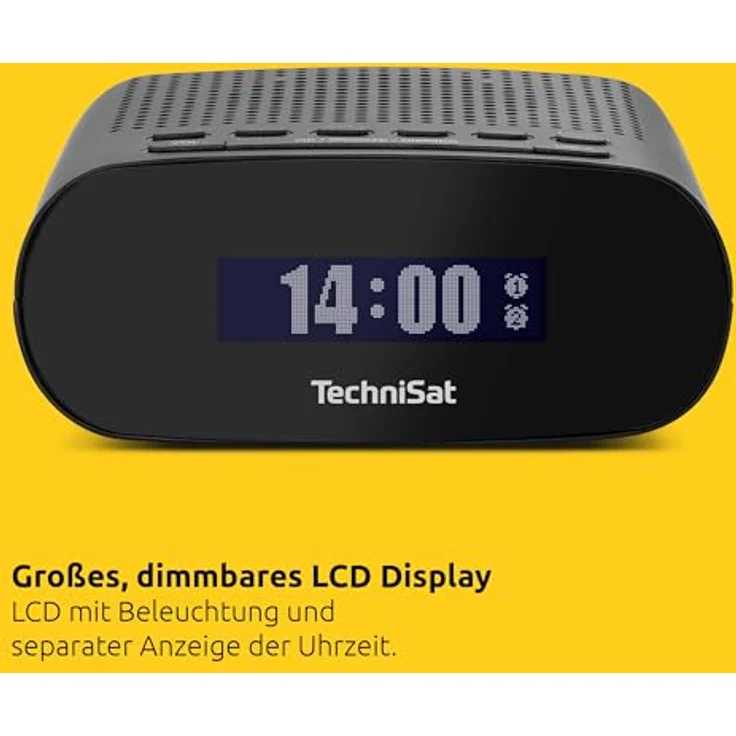 TechniSat TECHNIRADIO 50 - Kompakter Radiowecker (DAB+, UKW Wecker mit großem LCD-Display, Dual-Alarm, Kopfhöreranschluss, 1 Watt, USB-Netzteil) schwarz – Bild 4