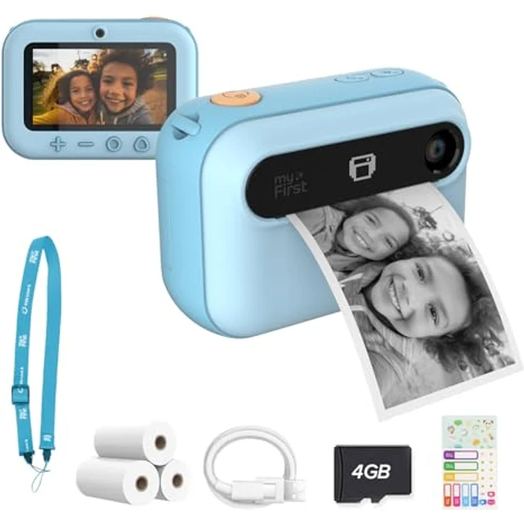 myFirst Insta 20, Sofortdruck-Digitalkamera für Kinder mit 16 MP und 1080P, Thermodruck, ohne Tinte, blau – Bild 1