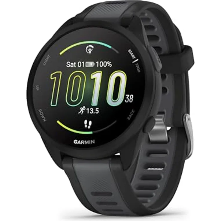 Garmin Forerunner® 165 Musik, Lauf-Smartwatch, buntes AMOLED-Display, Trainingsmetriken und Wiederherstellungseinblicke, Musik am Handgelenk, Schwarz
