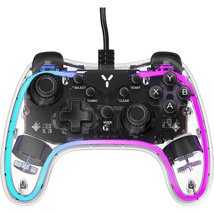 ISY IGP-1000-TP Gaming Controller, Transparentes Gamepad für PC und Android, Wired mit LED-Beleuchtung