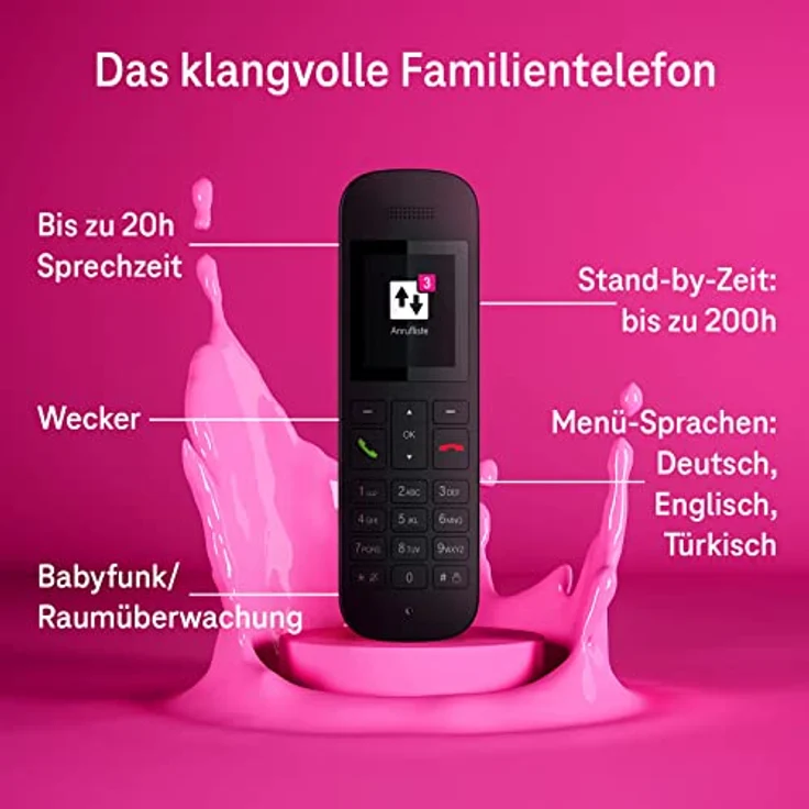 Telekom Sinus A12 Festnetz-Telefon mit Basis und AB (für analogen Anschluss), schwarz – Bild 4