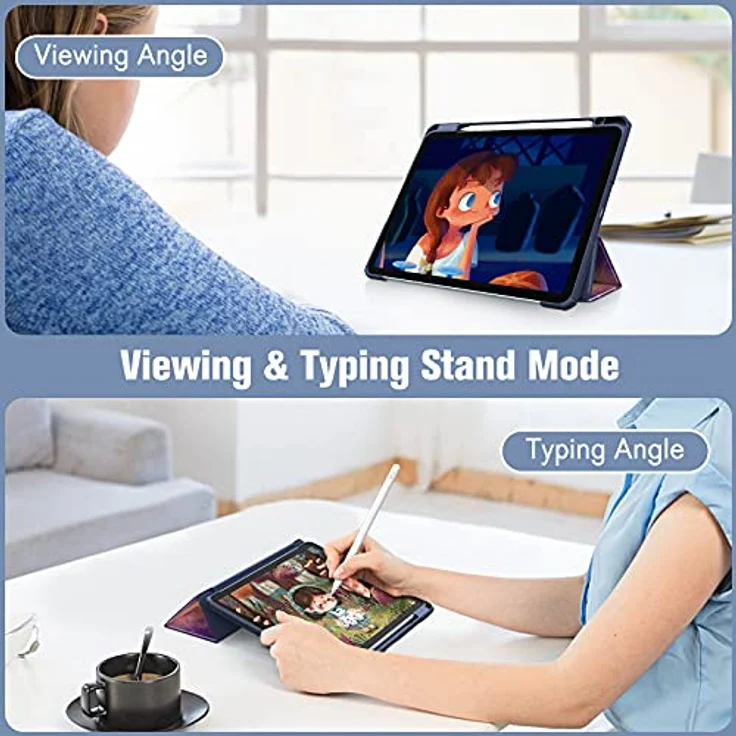 FINTIE Hybrid Hülle für iPad Air 11 Zoll M3/M2 2024, iPad Air 5/4 Gen (2022/2020) - Stoßfeste Schutzhülle mit transparentem Rückenteil und Stifthalter, Galaxie – Bild 4