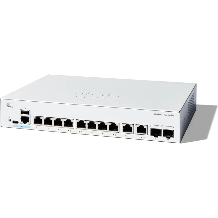 Cisco Catalyst 1300 8p GE Ext PS 2x1G Combo (10 Ports), Netzwerk Switch, Grau, Managed L2 Switch mit Gigabit Ethernet Ports