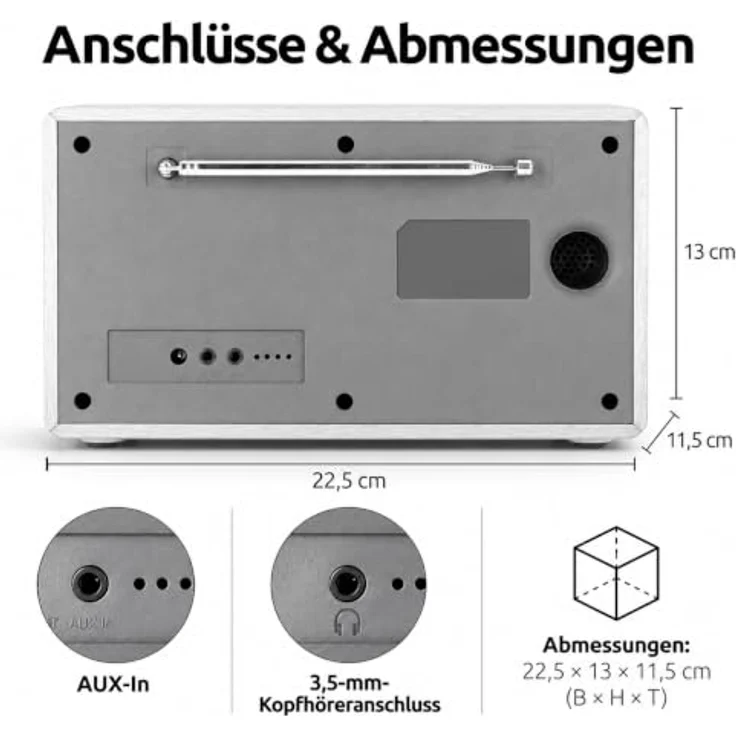 TechniSat Digitalradio Viola 305 Ir, DAB+, UKW, Internetradio, Bluetooth, dimmbares TFT-Farbdisplay, Wecker, silber – Bild 6