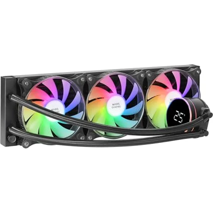 Mars Gaming ML-LCD360, CPU Wasserkühler mit ARGB-LCD-Display, 3x 120-mm-FDB-Lüftern, schwarz – Bild 1