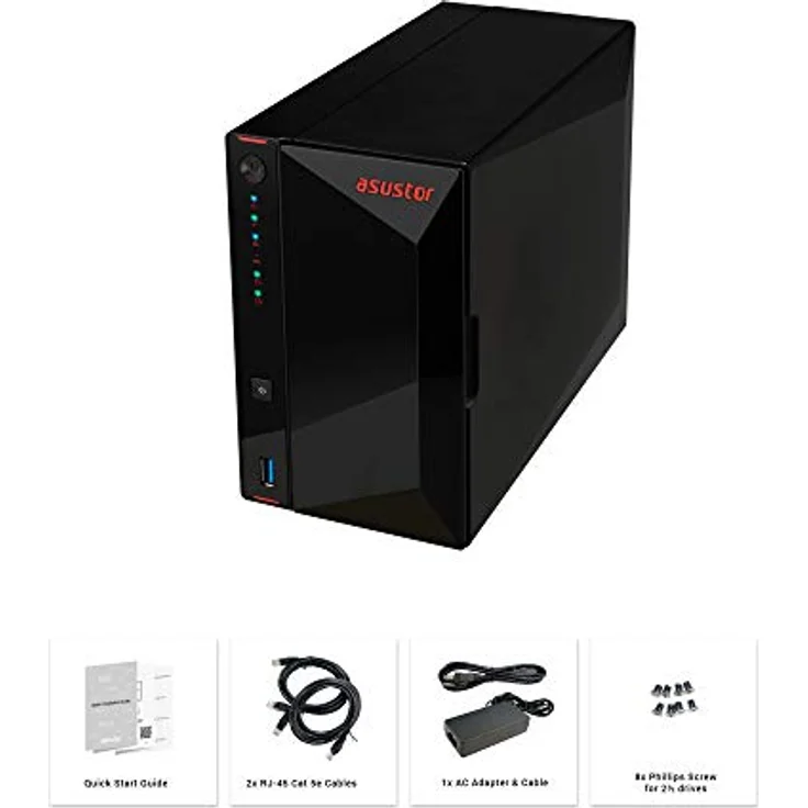 Asustor Nimbustor 2 NAS Desktop Eingebauter Ethernet-Anschluss Schwarz J4005 (AS5202T) – Bild 5