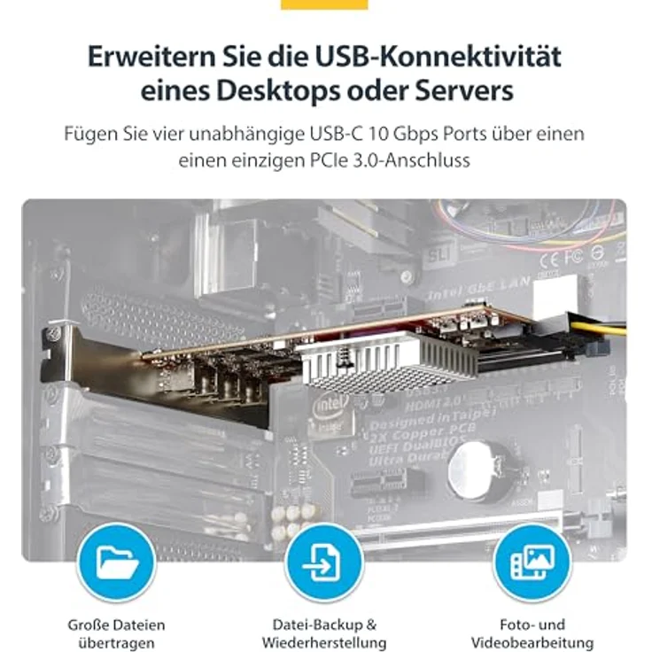 StarTech.com 4-Port USB-C 10Gbps PCIe Karte mit 4 separaten USB 3.2 Controllern, PCI Express 3.0, Standardprofil-Halterung, TAA-kompatibel – Bild 2