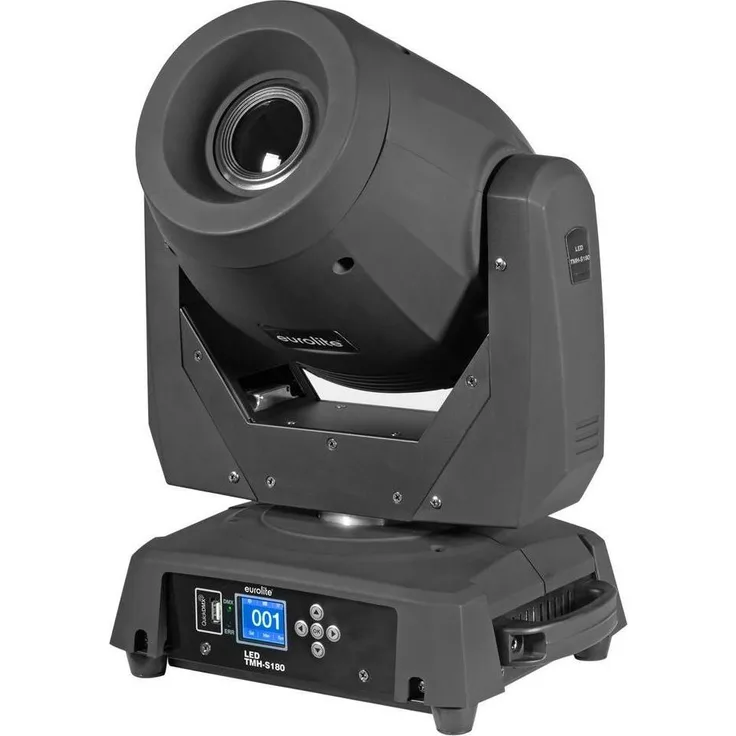 Eurolite LED TMH-S180 Moving-Head Spot, 200 W COB LED mit 10° Strahlbreite, rotierendem 3-facetten Prisma und 8 dichroischen Filtern