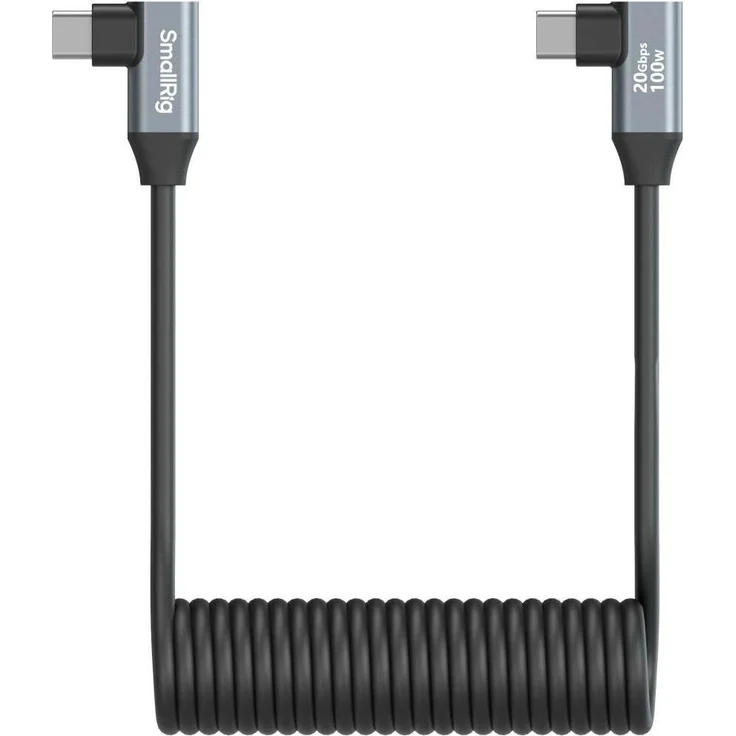 SmallRig Spiral-USB-C Kabel 0.35 m, USB 3.2 Gen 1, 100 W, hochflexibel mit doppeltem Knick
