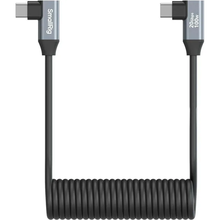 SmallRig Spiral-USB-C Kabel 0.35 m, USB 3.2 Gen 1, 100 W, hochflexibel mit doppeltem Knick