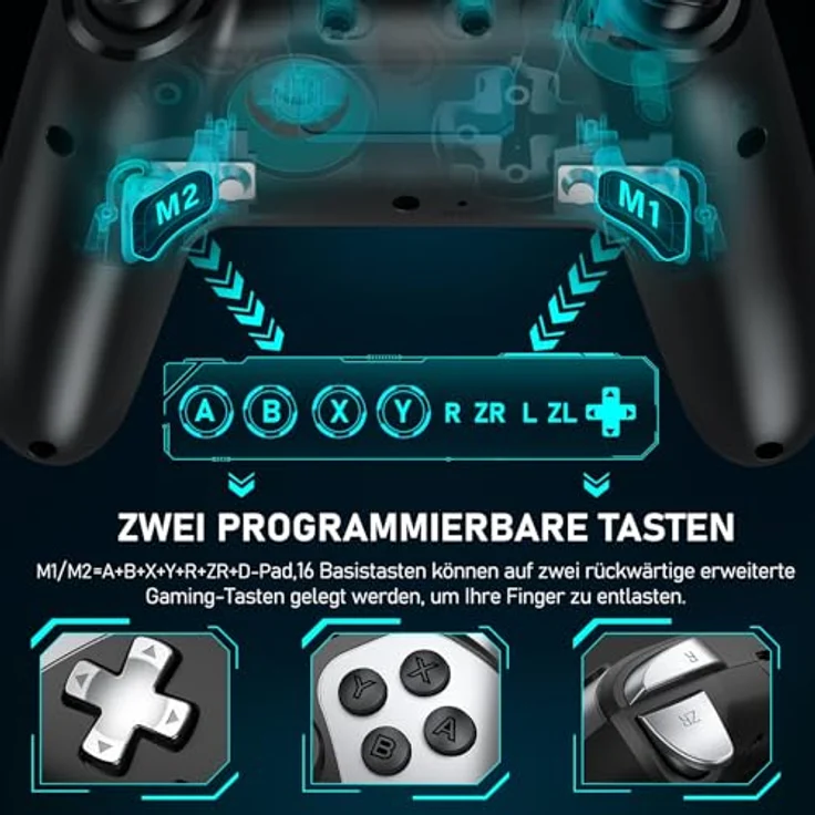 HELLCOOL Switch Pro Controller, Kabellos für Switch/Lite/OLED, mit Macro/Turbo-Funktion, Dual Motors Vibration, 15 Std Akkulaufzeit – Bild 2