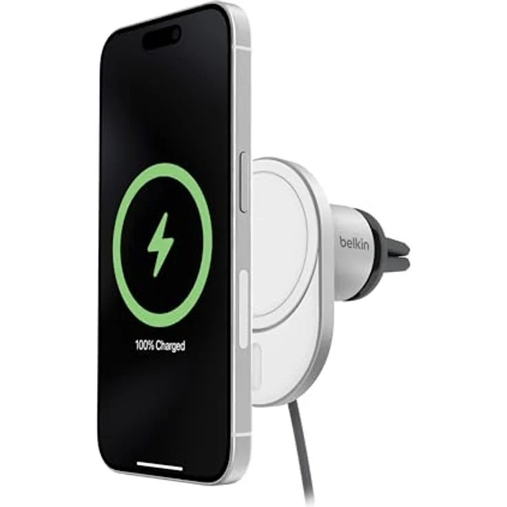 Belkin BoostCharge Pro magnetisches kabelloses Kfz-Ladegerät mit Qi2 (15 W), MagSafe-kompatibles Auto-Ladegerät für iPhone-Serien 16/15/14/13/12, Handyhalterung mit 1,5-m-USB-C-Kabel, Schwarz – Bild 4